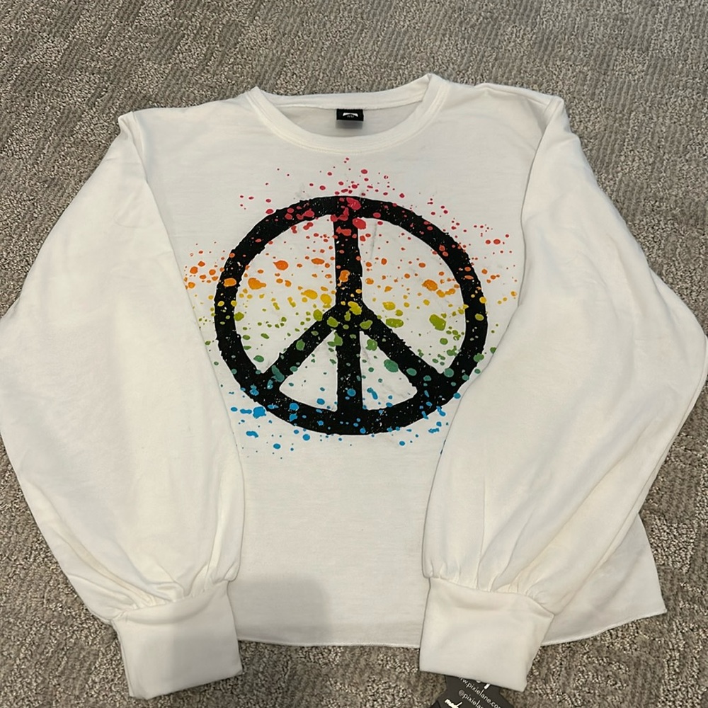 Splatter Peace Sign Shirt Size 11/12 PixieLane NWT